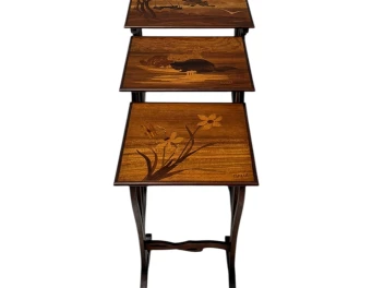 Art Nouveau Set of Four Nesting Tables by Emile Galle Nancy France, 1900s